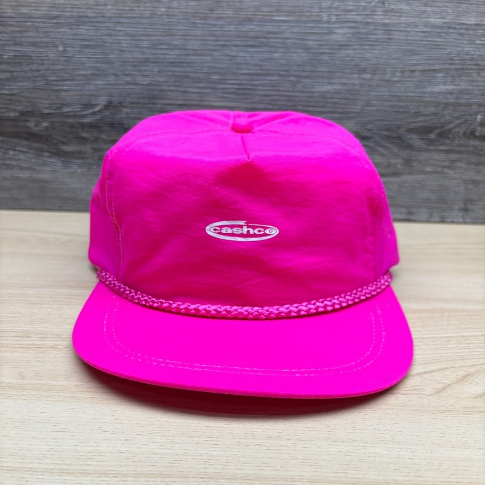 Vintage Cashco Hat Cap Snap Back Pink Nylon Rope Hat Promo Advertising 90s USA